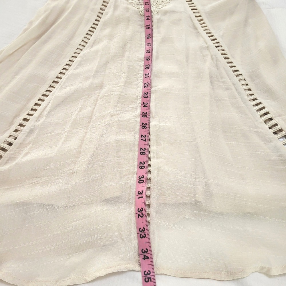 Entro Ivory Crochet Lace Sleeveless Whimsical Antique Cottagecore Boho Dress M - Picture 10 of 10